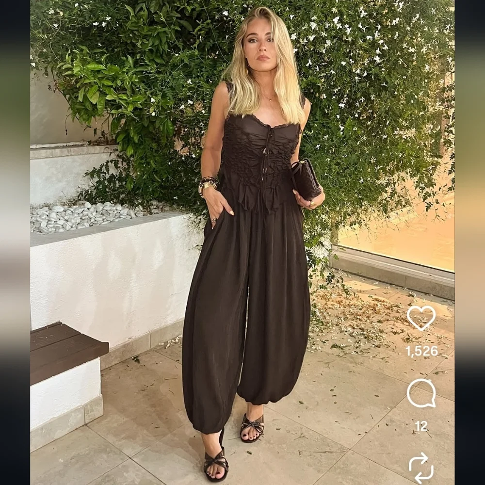 Zara BALLOON SATIN PANTS BLACK